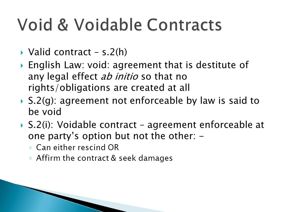 Void and voidable contracts essay